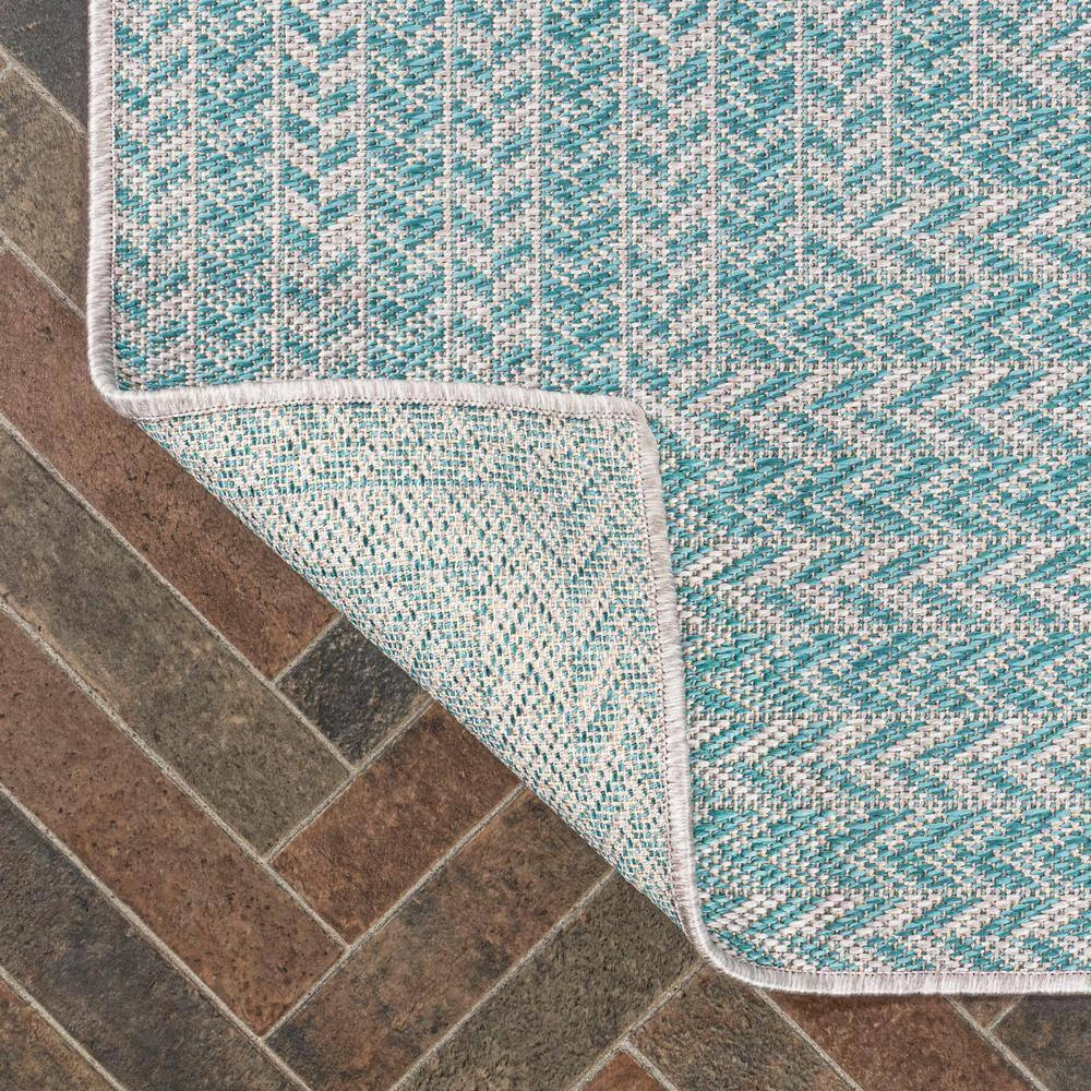 Chevron Modern Concentric Squares Aqua/Light Gray 4 ft. x 6 ft. Indoor/Outdoor Area Rug by JONATHAN Y - Image 8