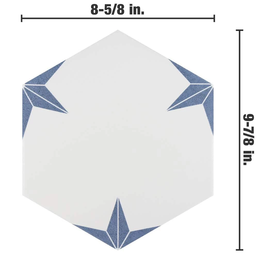 Stella Hex Azul 8-5/8 in. x 9-7/8 in. Porcelain Floor and Wall Tile (11.5 sq. ft./Case) by Merola Tile - Image 5