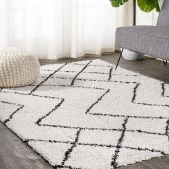 Inca Moroccan Diamond Shag Beige/Dark Gray 8 ft. x 10 ft. Area Rug by JONATHAN Y