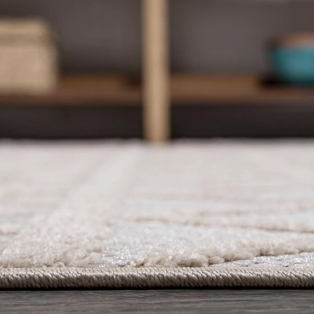 Aylan High-Low Pile Knotted Trellis Geometric Beige 5 ft. x 8 ft. Indoor/Outdoor Area Rug by JONATHAN Y - Image 11