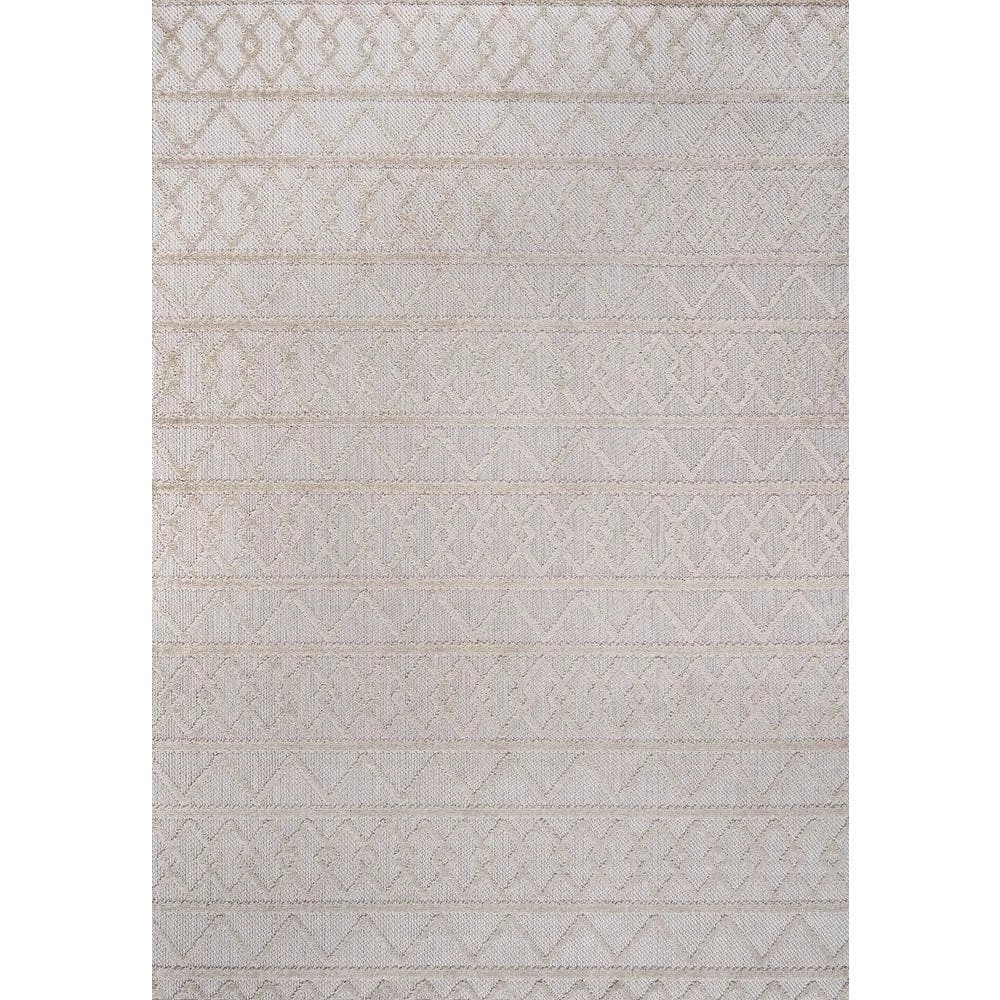 Aylan High-Low Pile Knotted Trellis Geometric Beige 5 ft. x 8 ft. Indoor/Outdoor Area Rug by JONATHAN Y