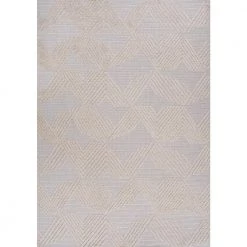 Jazz High-Low Pile Art Deco Geometric Beige 8 ft. x 10 ft. Indoor/Outdoor Area Rug by JONATHAN Y