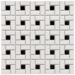Spiral Black and White 12-1/2 in. x 12-1/2 in. x 6 mm Porcelain Mosaic Tile (11.07 sq. ft. / case) by Merola Tile
