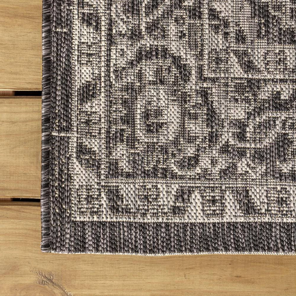 Palazzo Black/Gray 9 ft. x 12 ft. Vine and Border Textured Weave Indoor/Outdoor Area Rug by JONATHAN Y - Image 10