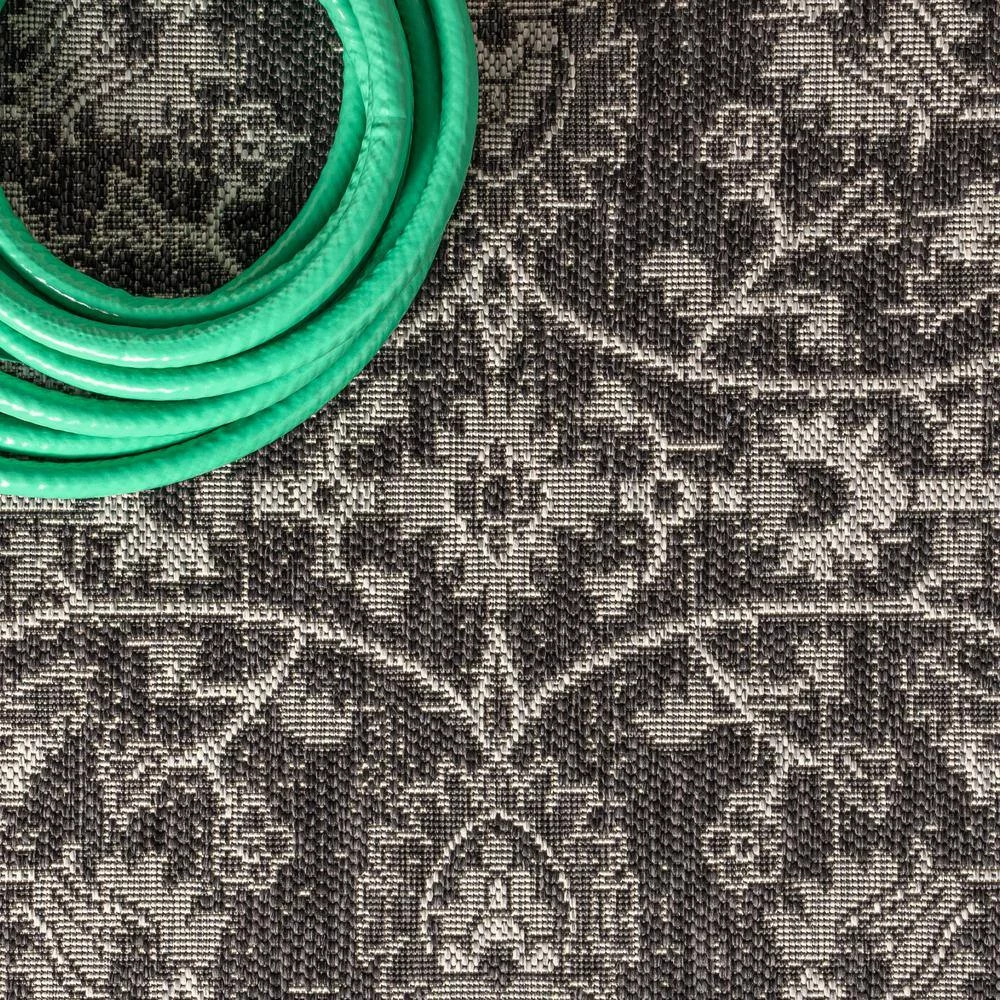 Palazzo Black/Gray 9 ft. x 12 ft. Vine and Border Textured Weave Indoor/Outdoor Area Rug by JONATHAN Y - Image 6