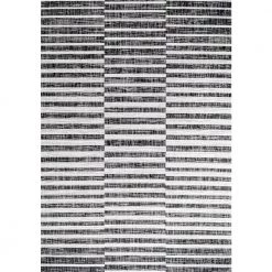 Sukie Black/Ivory 8 ft. x 10 ft. Modern Offset Stripe Indoor/Outdoor Area Rug by JONATHAN Y