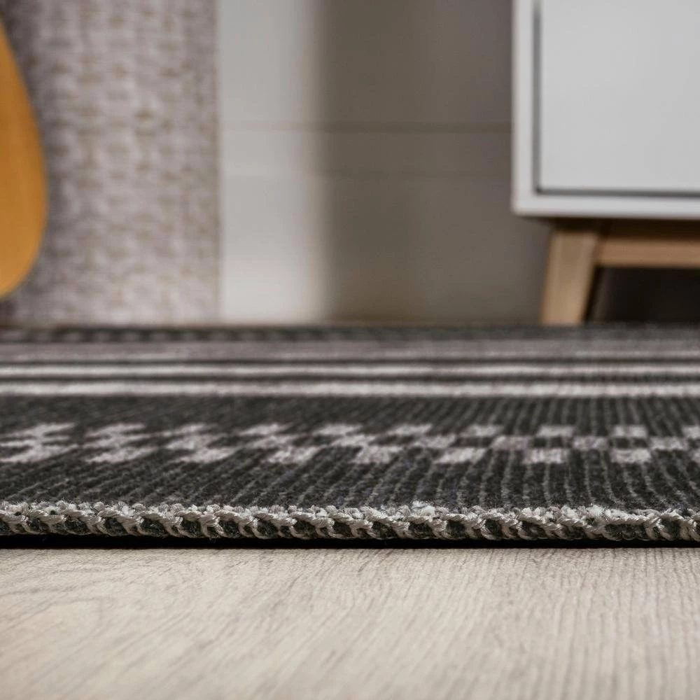 Vichy Geometric Striped Machine-Washable Black/Ivory 9 ft. x 12 ft. Area Rug by JONATHAN Y - Image 14