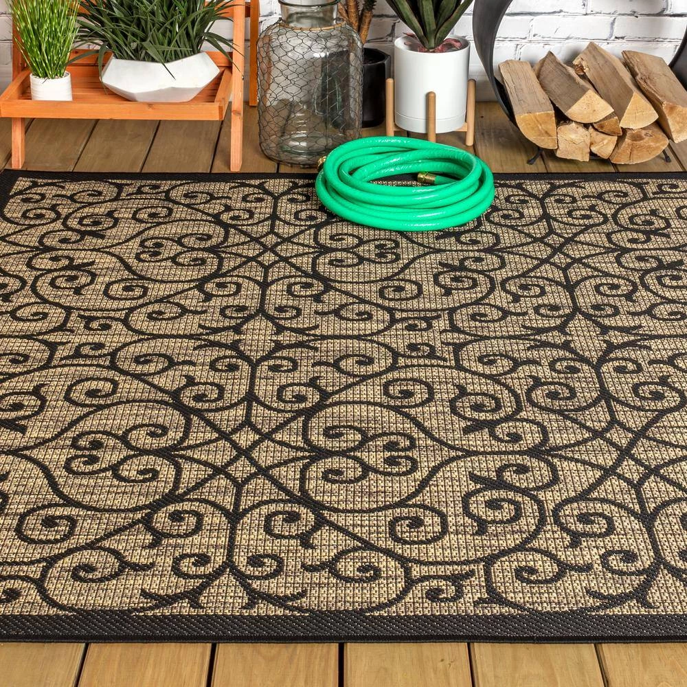 Madrid Vintage Filigree Black/Khaki 7 ft. 9 in. x 10 ft. Textured Weave Indoor/Outdoor Area Rug by JONATHAN Y - Image 5