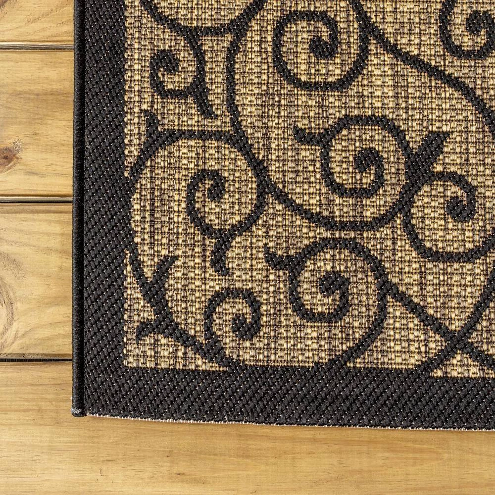 Madrid Vintage Filigree Black/Khaki 7 ft. 9 in. x 10 ft. Textured Weave Indoor/Outdoor Area Rug by JONATHAN Y - Image 10