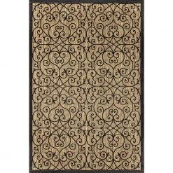Madrid Vintage Filigree Black/Khaki 7 ft. 9 in. x 10 ft. Textured Weave Indoor/Outdoor Area Rug by JONATHAN Y