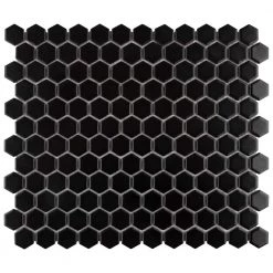 Metro Hex Matte Black 10-1/4 in. x 11-7/8 in. Porcelain Mosaic Tile (8.6 sq. ft./Case) by Merola Tile