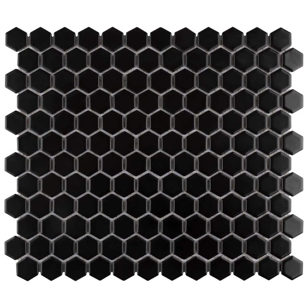 Metro Hex Matte Black 10-1/4 in. x 11-7/8 in. Porcelain Mosaic Tile (8.6 sq. ft./Case) by Merola Tile
