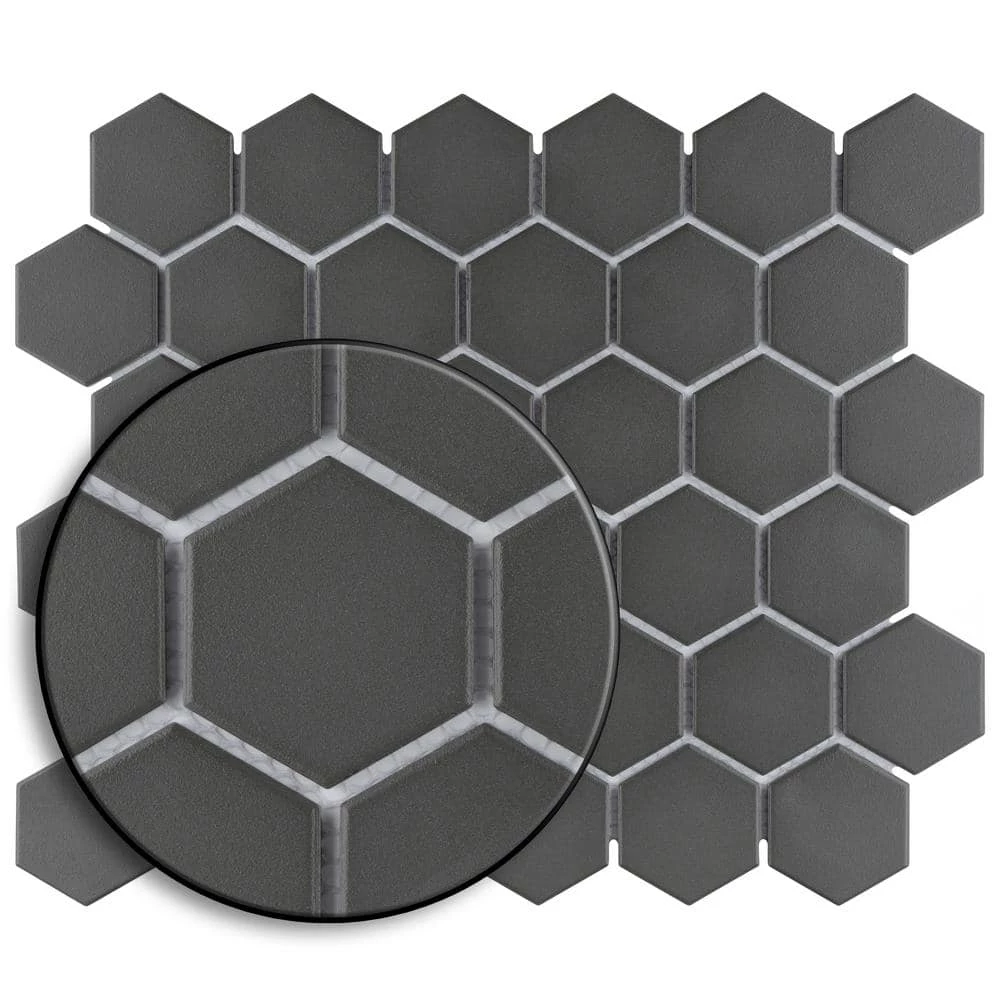 Gotham 2" Hex Black 11-1/8 in. x 12-5/8 in. Porcelain Mosaic Tile (10 sq. ft./Case) by Merola Tile - Image 10