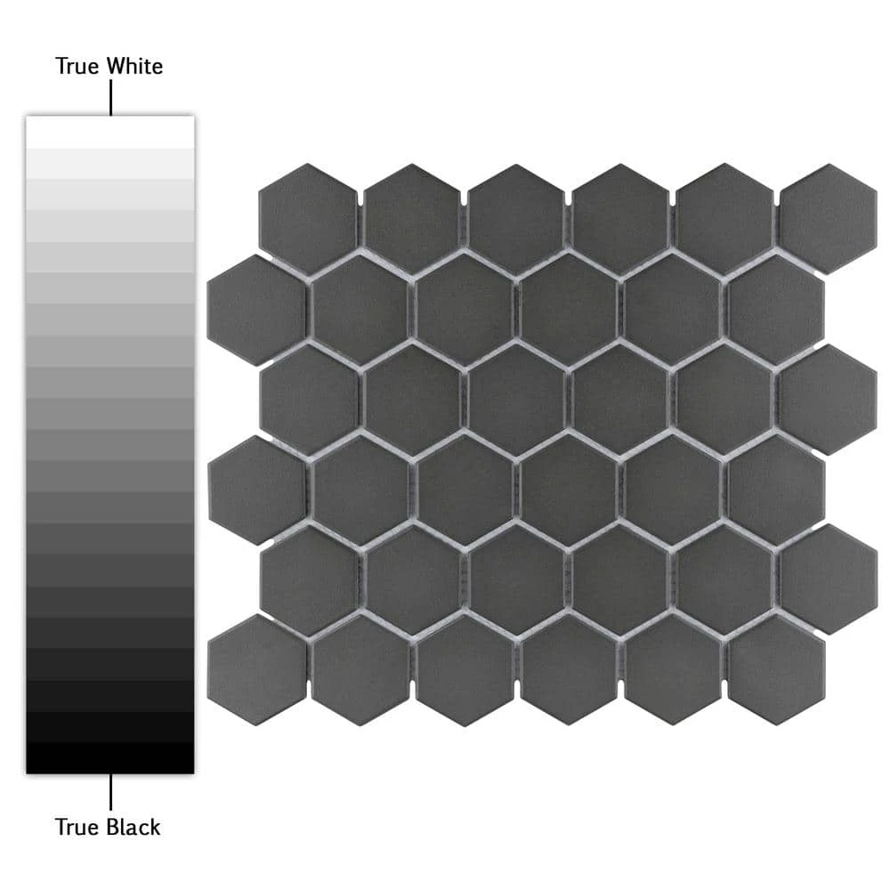 Gotham 2" Hex Black 11-1/8 in. x 12-5/8 in. Porcelain Mosaic Tile (10 sq. ft./Case) by Merola Tile - Image 9