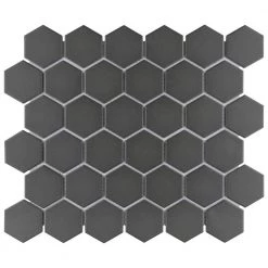 Gotham 2" Hex Black 11-1/8 in. x 12-5/8 in. Porcelain Mosaic Tile (10 sq. ft./Case) by Merola Tile