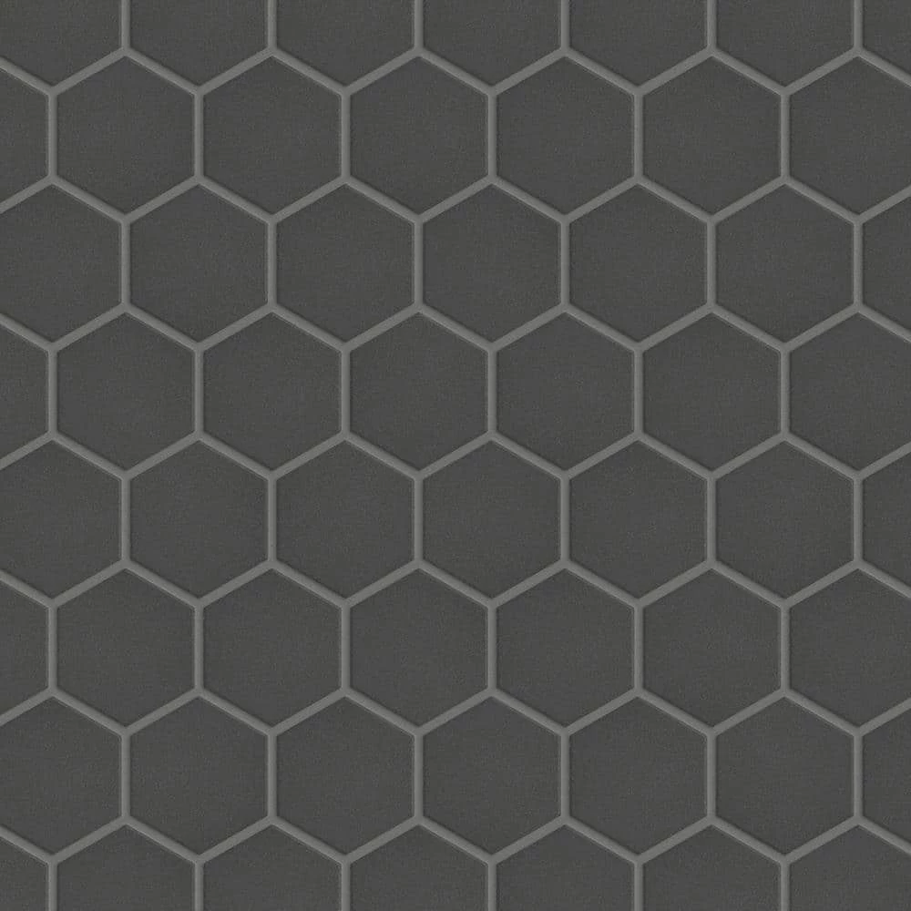 Gotham 2" Hex Black 11-1/8 in. x 12-5/8 in. Porcelain Mosaic Tile (10 sq. ft./Case) by Merola Tile - Image 6