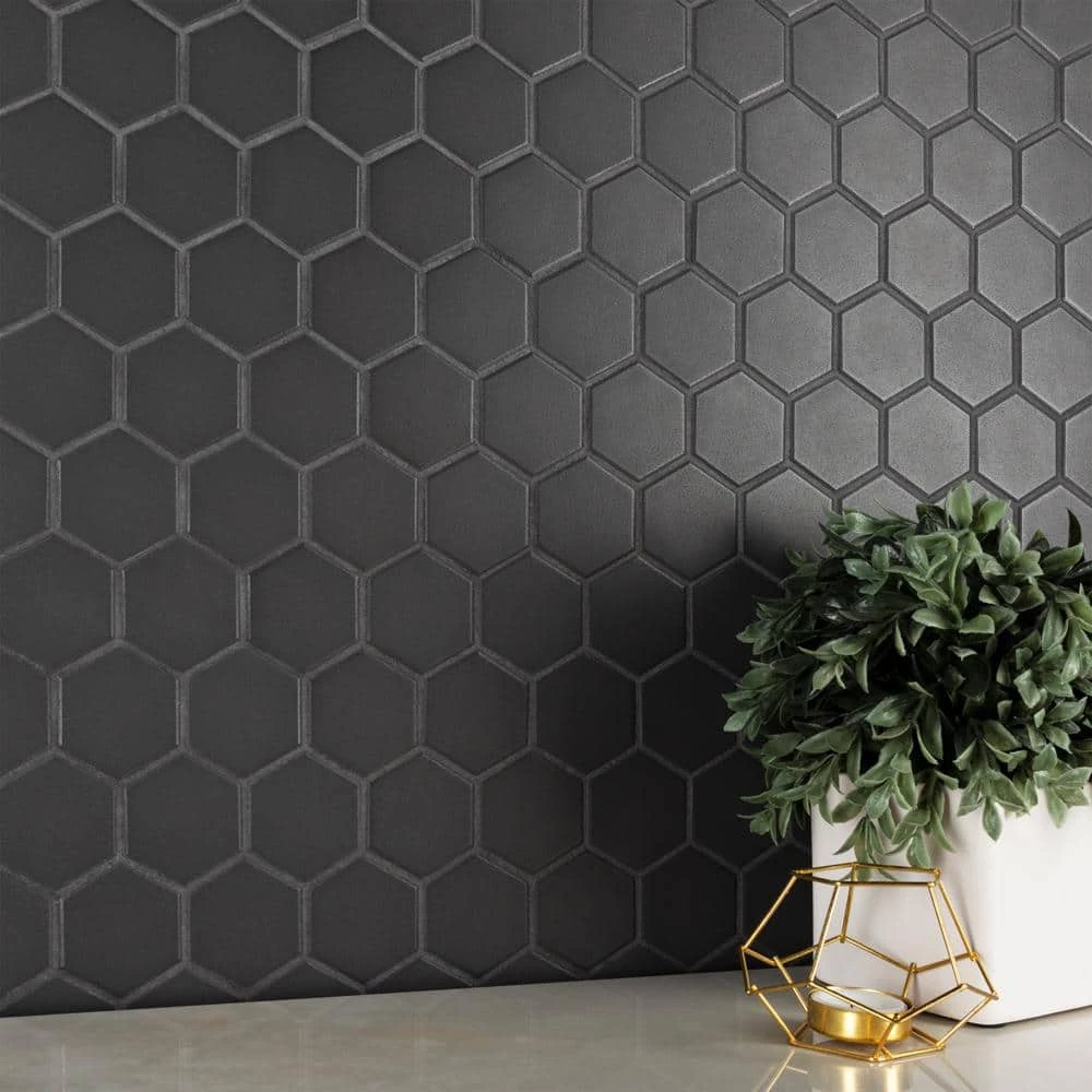 Gotham 2" Hex Black 11-1/8 in. x 12-5/8 in. Porcelain Mosaic Tile (10 sq. ft./Case) by Merola Tile - Image 13