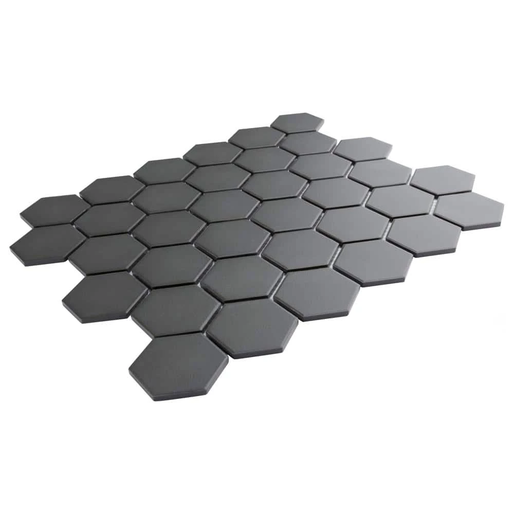 Gotham 2" Hex Black 11-1/8 in. x 12-5/8 in. Porcelain Mosaic Tile (10 sq. ft./Case) by Merola Tile - Image 4