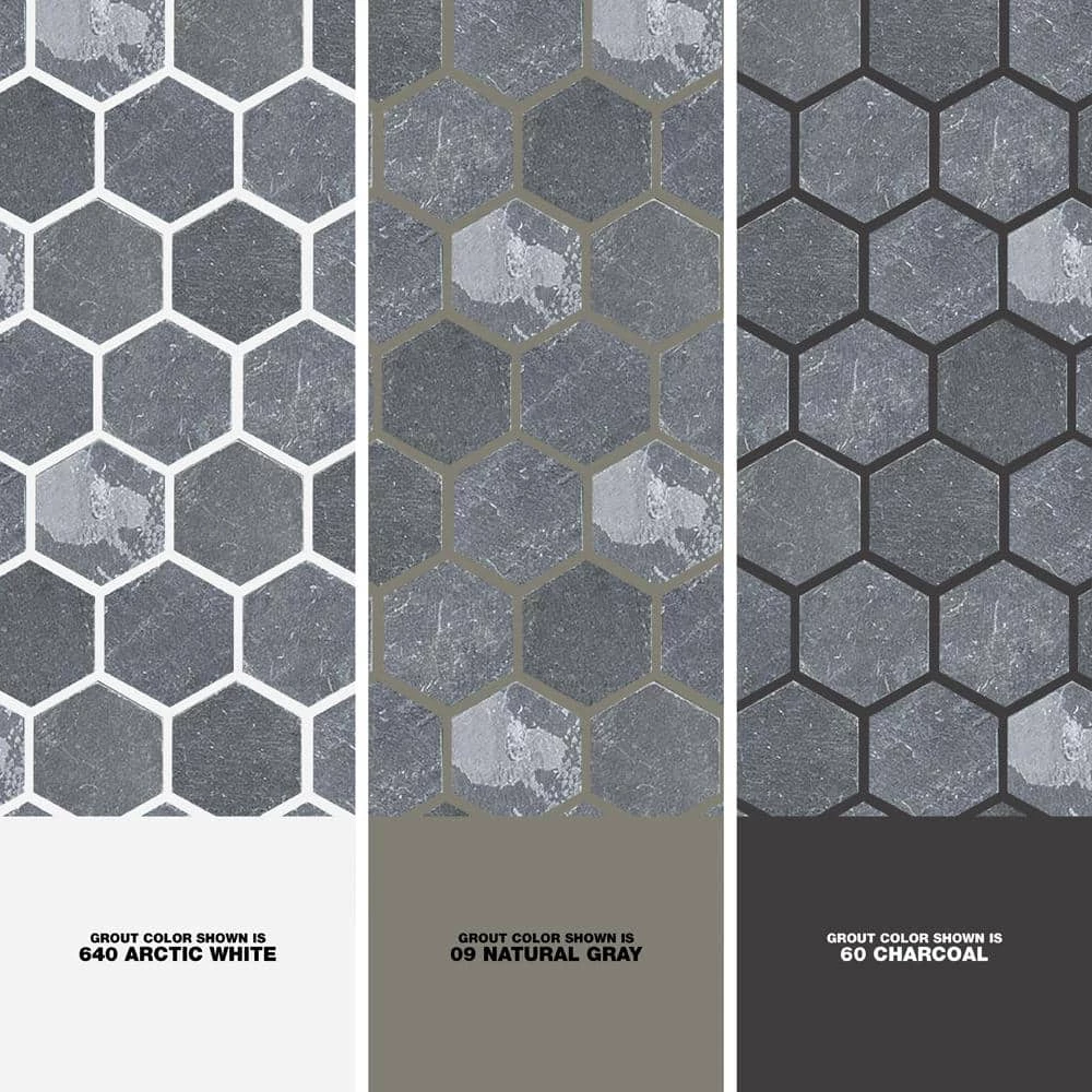 Crag Hexagon Black 11-1/8 in. x 11-1/8 in. x 8 mm Slate Mosaic Tile (0.86 sq. ft./Each) by Merola Tile - Image 5