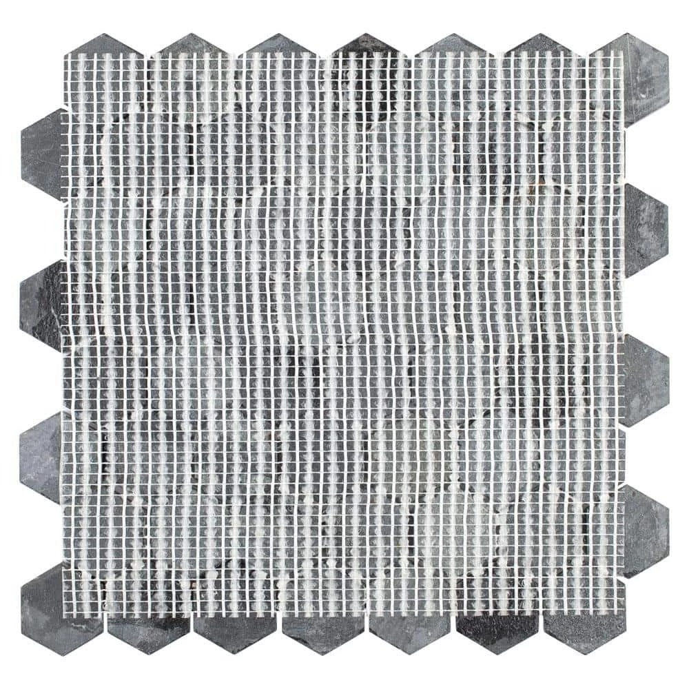 Crag Hexagon Black 11-1/8 in. x 11-1/8 in. x 8 mm Slate Mosaic Tile (0.86 sq. ft./Each) by Merola Tile - Image 10