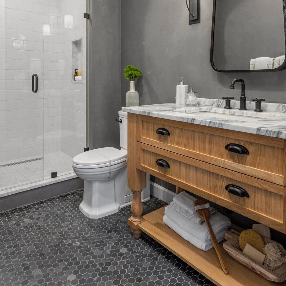 Crag Hexagon Black 11-1/8 in. x 11-1/8 in. x 8 mm Slate Mosaic Tile (0.86 sq. ft./Each) by Merola Tile - Image 11