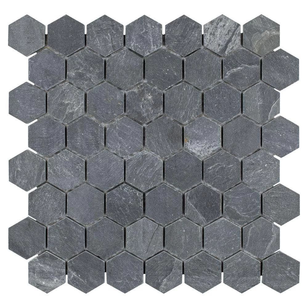 Crag Hexagon Black 11-1/8 in. x 11-1/8 in. x 8 mm Slate Mosaic Tile (0.86 sq. ft./Each) by Merola Tile - Image 7