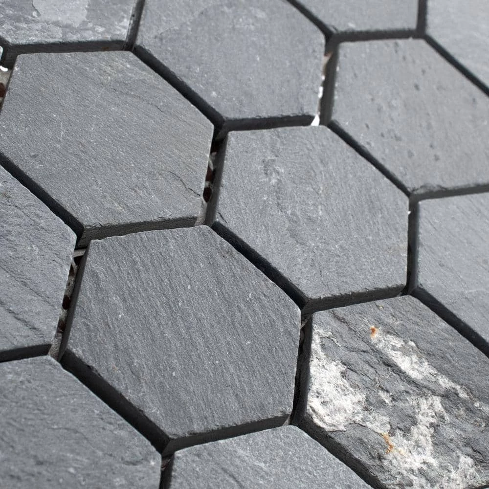 Crag Hexagon Black 11-1/8 in. x 11-1/8 in. x 8 mm Slate Mosaic Tile (0.86 sq. ft./Each) by Merola Tile - Image 13