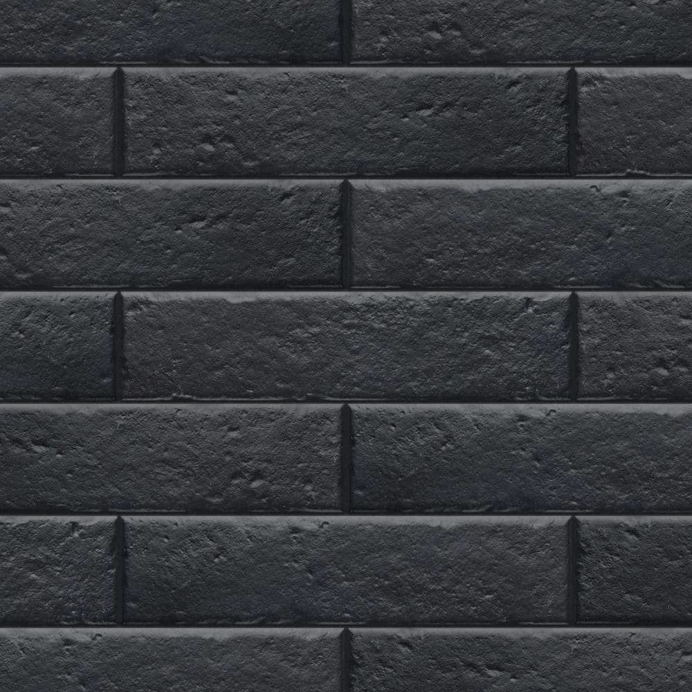 Brooklin Brick Black 2-3/8 in. x 9-1/2 in. Porcelain Floor and Wall Tile (5.78 sq. ft./Case) by Merola Tile