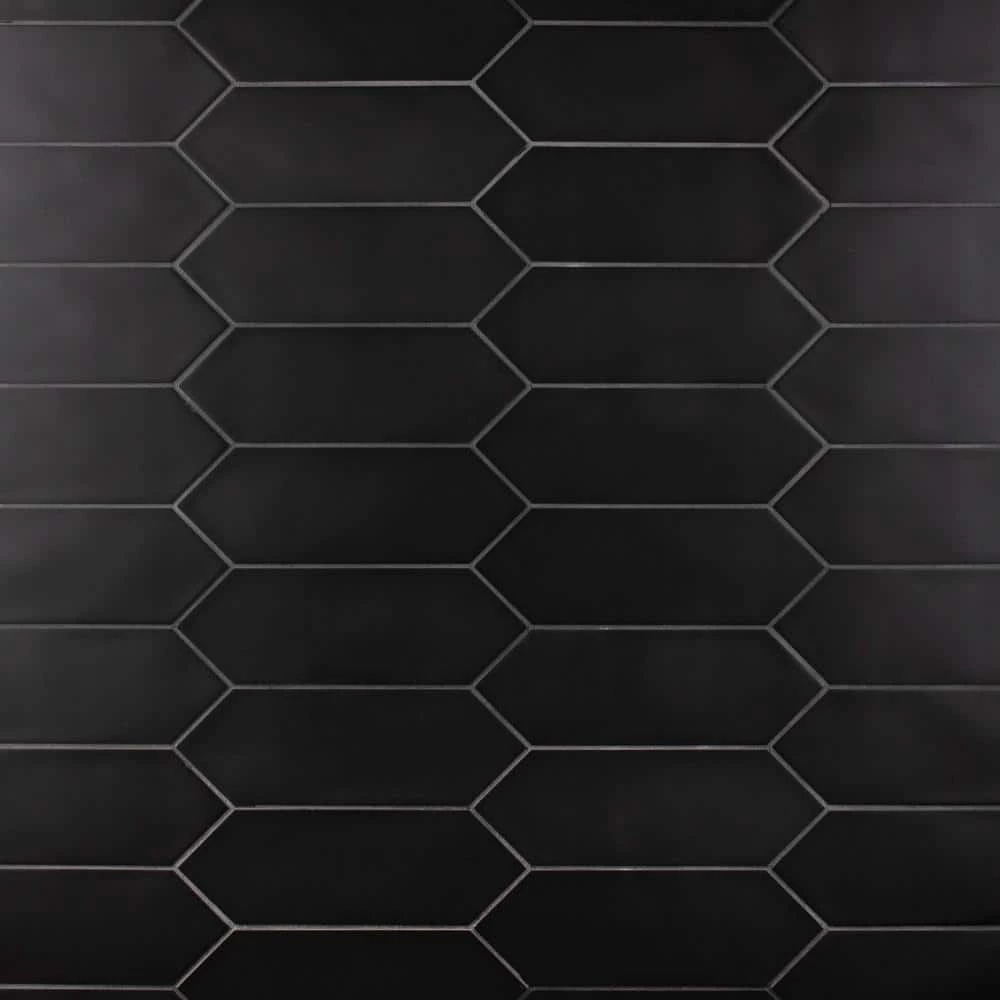 Kite Black 3-7/8 in. x 11-3/4 in. Porcelain Floor and Wall Tile (11.2 sq. ft./Case) by Merola Tile