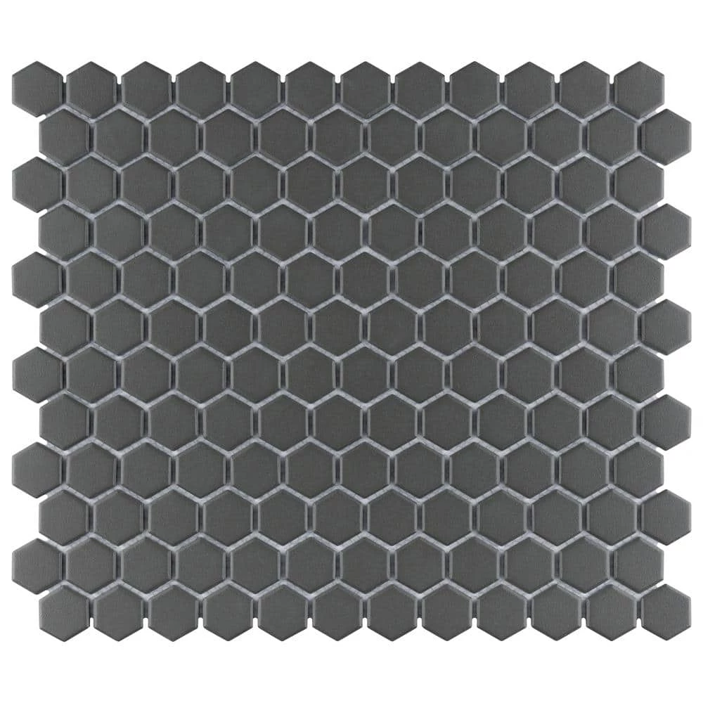 Gotham Hex Black 10-1/4 in. x 11-3/4 in. Porcelain Unglazed Mosaic (8.6 sq. ft./Case) by Merola Tile