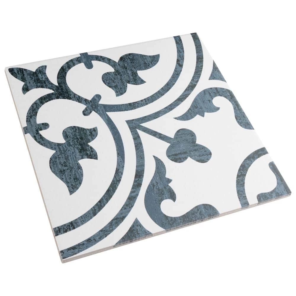 Cassis Arte Black 9-3/4 in. x 9-3/4 in. Porcelain Floor and Wall Tile (10.88 sq. ft./Case) by Merola Tile - Image 3