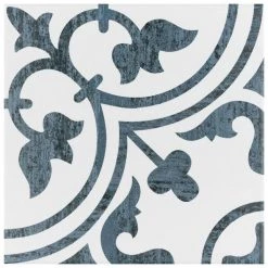 Cassis Arte Black 9-3/4 in. x 9-3/4 in. Porcelain Floor and Wall Tile (10.88 sq. ft./Case) by Merola Tile