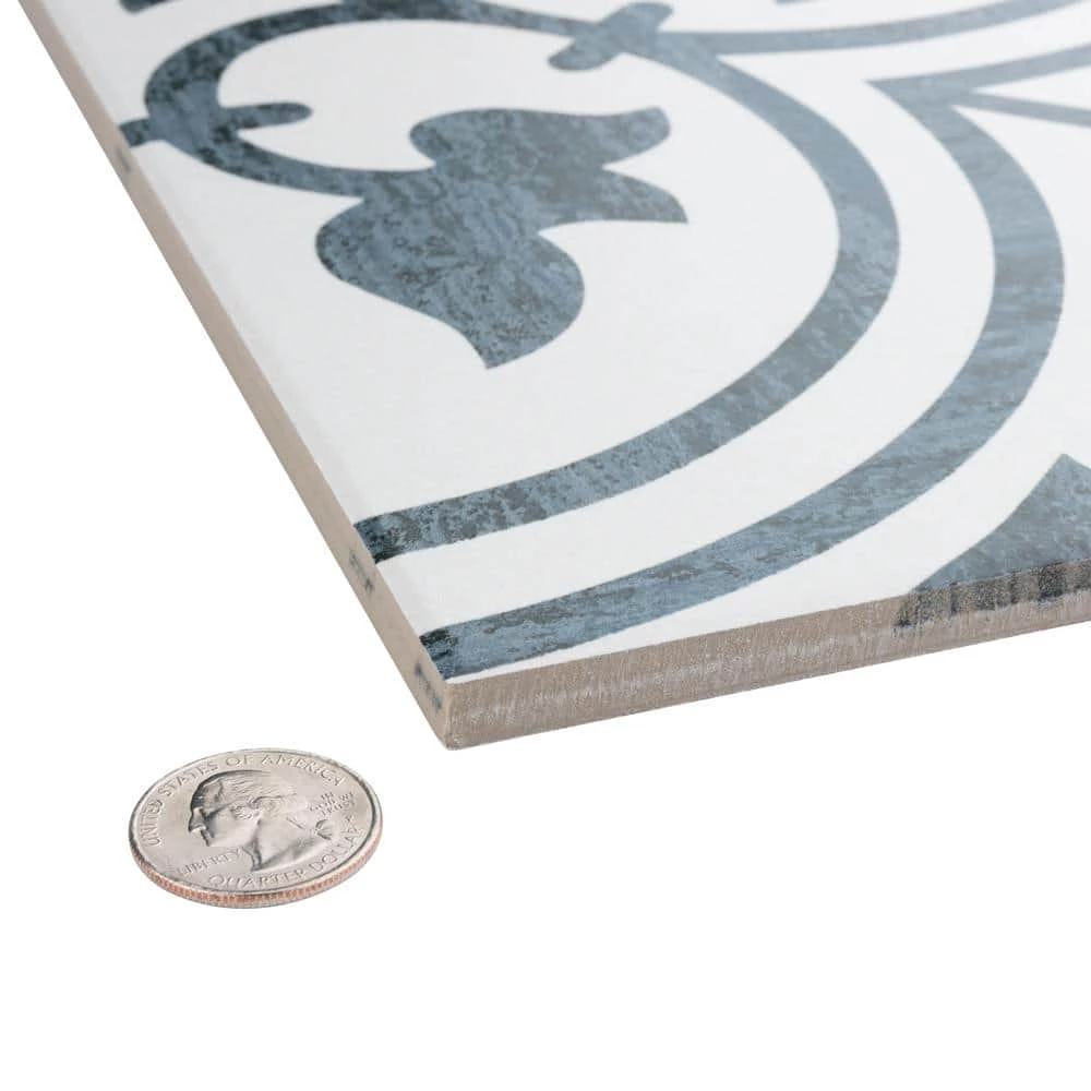 Cassis Arte Black 9-3/4 in. x 9-3/4 in. Porcelain Floor and Wall Tile (10.88 sq. ft./Case) by Merola Tile - Image 2