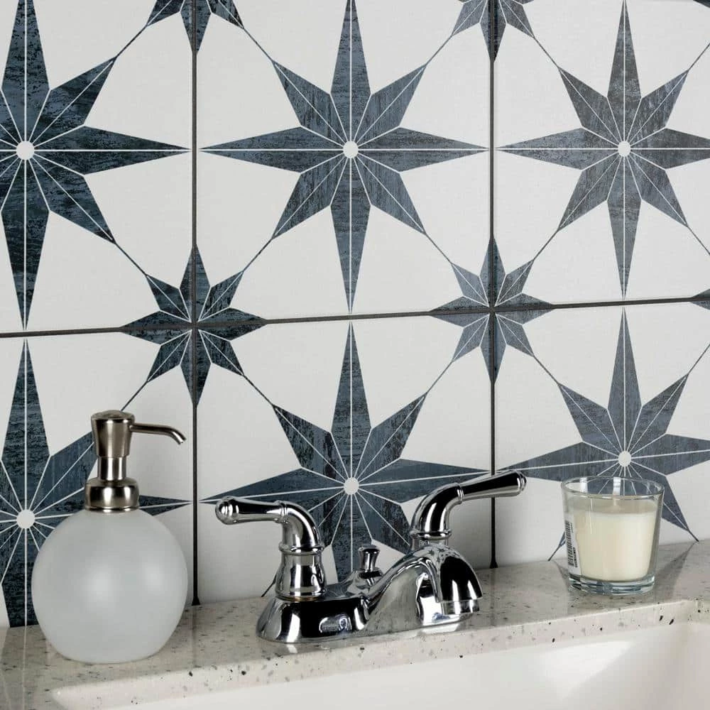 Cassis Stella Black 9-3/4 in. x 9-3/4 in. Porcelain Floor and Wall Tile (10.88 sq. ft./Case) by Merola Tile - Image 15