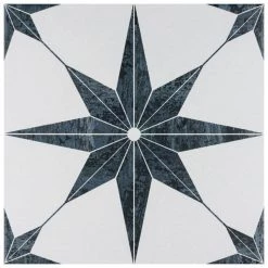 Cassis Stella Black 9-3/4 in. x 9-3/4 in. Porcelain Floor and Wall Tile (10.88 sq. ft./Case) by Merola Tile