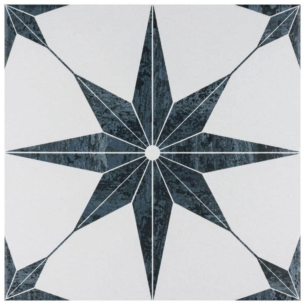 Cassis Stella Black 9-3/4 in. x 9-3/4 in. Porcelain Floor and Wall Tile (10.88 sq. ft./Case) by Merola Tile