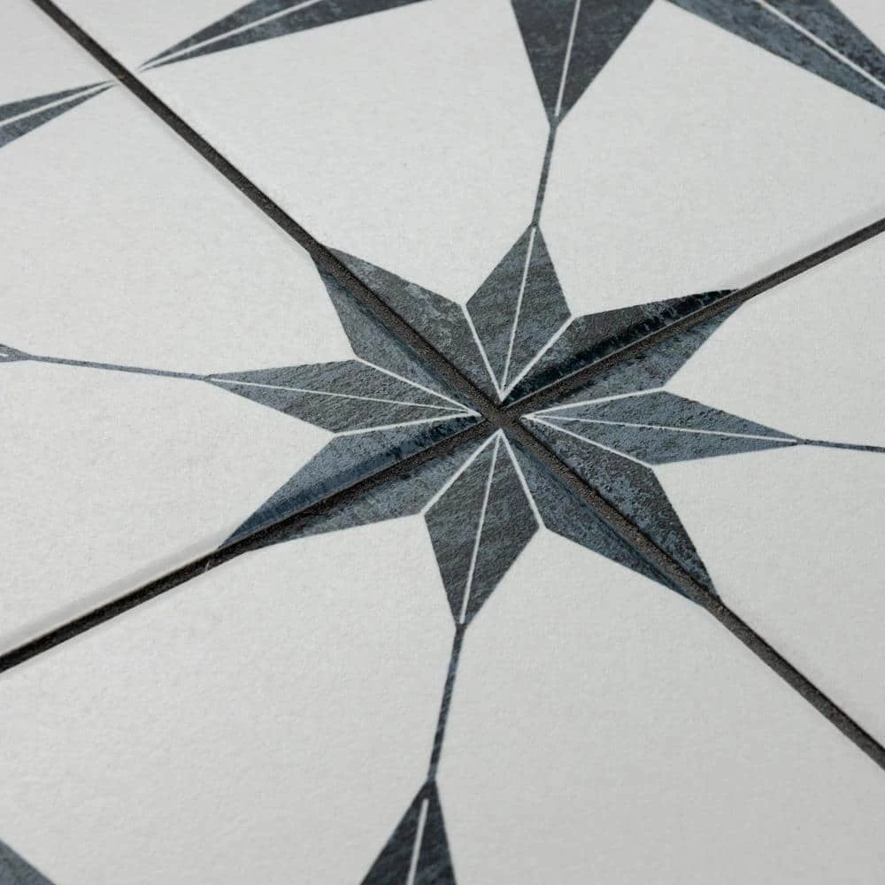 Cassis Stella Black 9-3/4 in. x 9-3/4 in. Porcelain Floor and Wall Tile (10.88 sq. ft./Case) by Merola Tile - Image 4