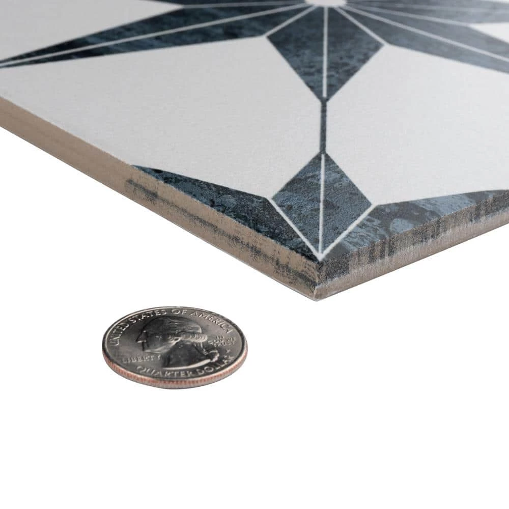 Cassis Stella Black 9-3/4 in. x 9-3/4 in. Porcelain Floor and Wall Tile (10.88 sq. ft./Case) by Merola Tile - Image 2