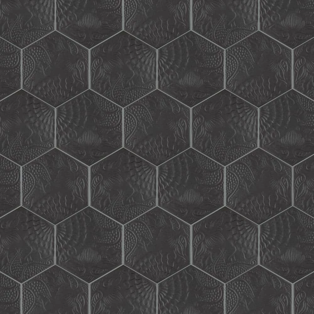 Gaudi Hex Black 8-5/8 in. x 9-7/8 in. Porcelain Floor and Wall Tile (11.56 sq. ft. / case) by Merola Tile - Image 10