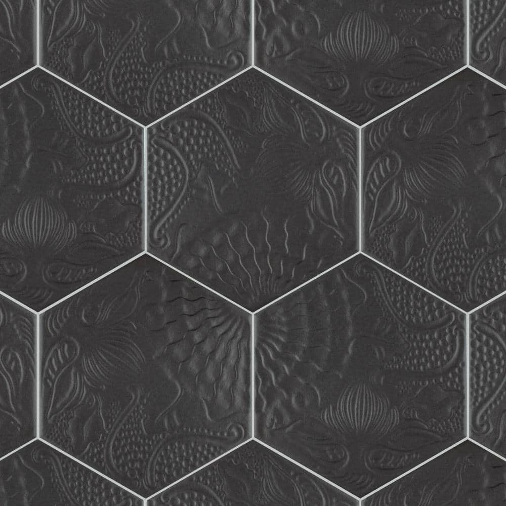 Gaudi Hex Black 8-5/8 in. x 9-7/8 in. Porcelain Floor and Wall Tile (11.56 sq. ft. / case) by Merola Tile - Image 6