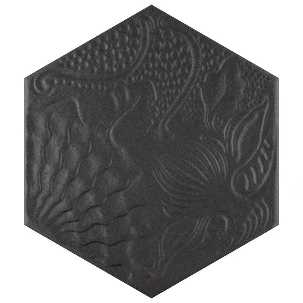 Gaudi Hex Black 8-5/8 in. x 9-7/8 in. Porcelain Floor and Wall Tile (11.56 sq. ft. / case) by Merola Tile - Image 14