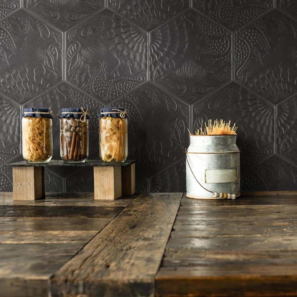 Gaudi Hex Black 8-5/8 in. x 9-7/8 in. Porcelain Floor and Wall Tile (11.56 sq. ft. / case) by Merola Tile - Image 2