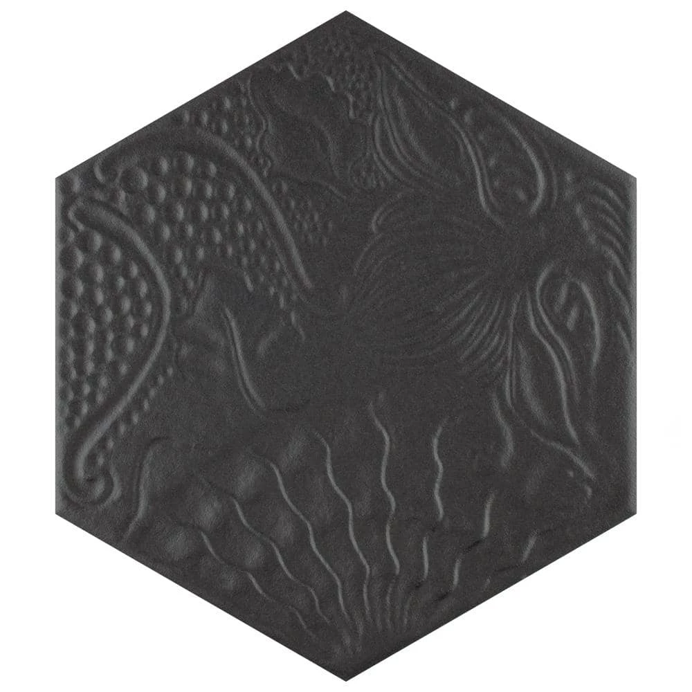Gaudi Hex Black 8-5/8 in. x 9-7/8 in. Porcelain Floor and Wall Tile (11.56 sq. ft. / case) by Merola Tile - Image 12
