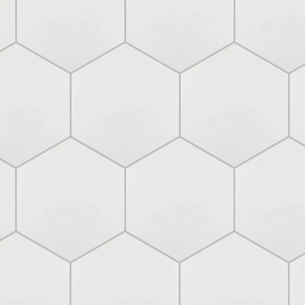 Hexatile Matte Blanco 7 in. x 8 in. Porcelain Floor and Wall Tile (7.67 sq. ft./case) by Merola Tile - Image 6