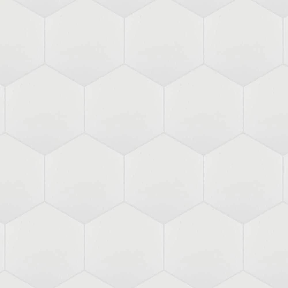 Hexatile Matte Blanco 7 in. x 8 in. Porcelain Floor and Wall Tile (7.67 sq. ft./case) by Merola Tile - Image 7