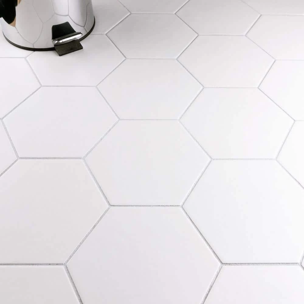 Hexatile Matte Blanco 7 in. x 8 in. Porcelain Floor and Wall Tile (7.67 sq. ft./case) by Merola Tile - Image 14