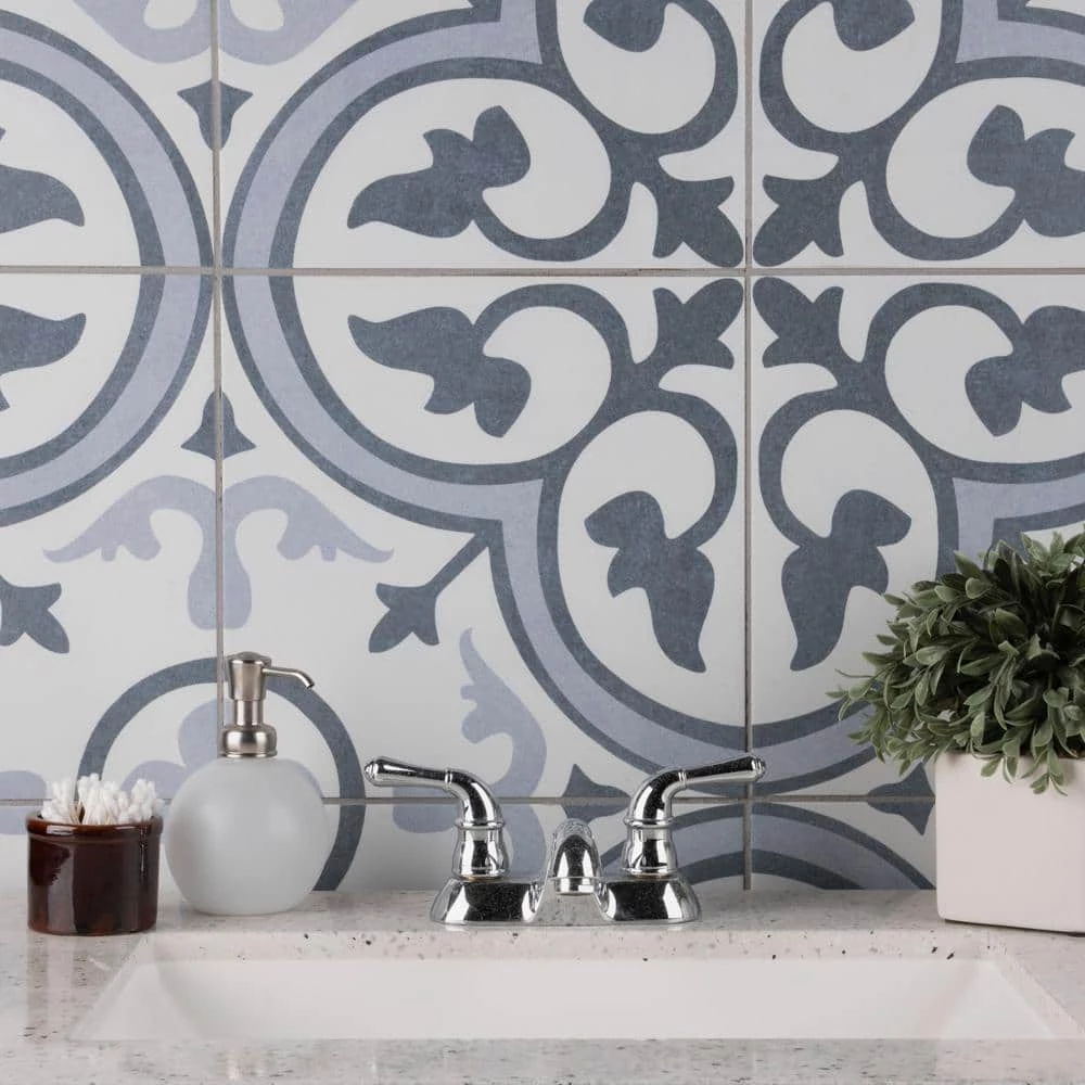 Amberes Azul II 13 in. x 13 in. Ceramic Floor and Wall Tile (15.6 sq. ft./Case) by Merola Tile - Image 8