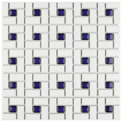 Spiral Blue and White 12-1/2 in. x 12-1/2 in. Porcelain Mosaic Tile (11.1 sq.ft. /Case) by Merola Tile