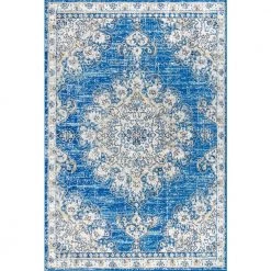 Bohemian Flair Boho Blue/Cream 3 ft. x 5 ft. Vintage Medallion Area Rug by JONATHAN Y