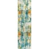 Contemporary POP Modern Abstract Waterfall Blue/Cream 2 ft. 3 in. x 8 ft. Runner Rug by JONATHAN Y